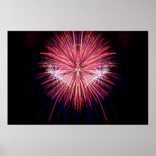 Feuerwerk Kunst: Rot und Weiß Poster