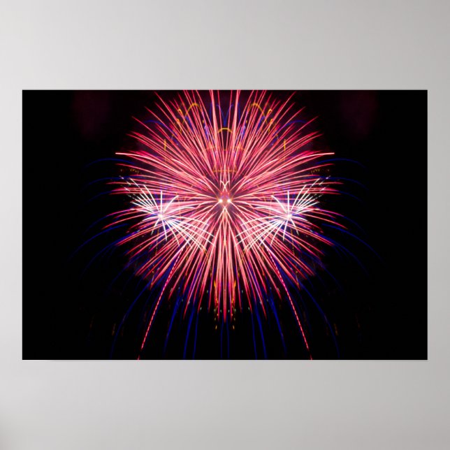 Feuerwerk Kunst: Rot und Weiß Poster (Vorne)