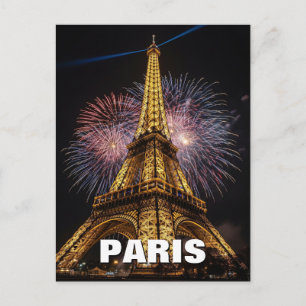 Feuerwerk Paris Eiffelturm Cafes Postkarte