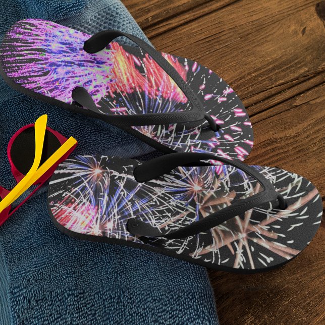 Feuerwerk, Patriotik, Erwachsener Flip Flops (Fireworks Display, Patriotic, Holiday Adult Flip Flops)
