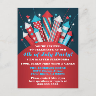 Feuerwerk Raketen 4. Juli Postkarte
