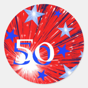 Feuerwerk Rot-Blau-Aufkleber "Alter" Runder Aufkleber