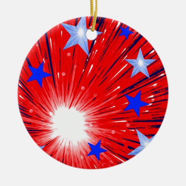 Feuerwerk Rot Blauer Ornament (Vorne)