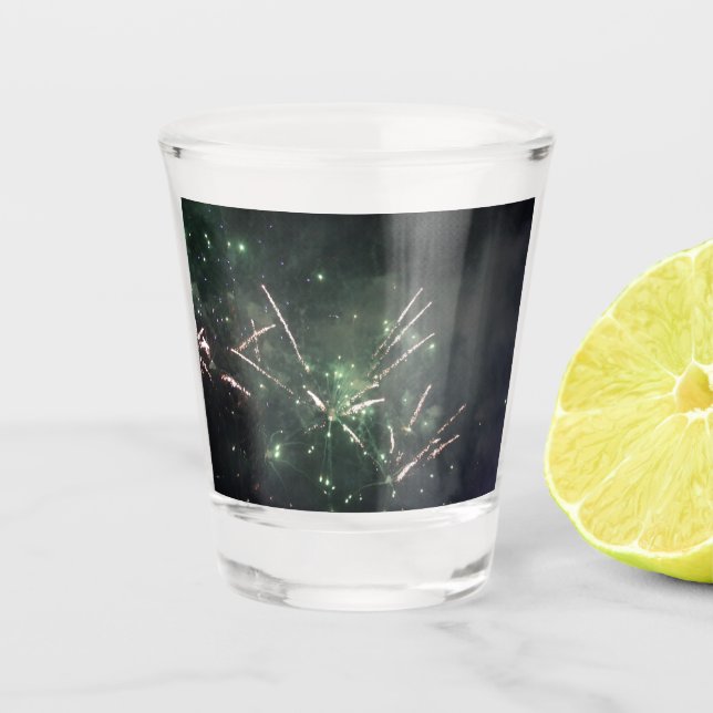 Feuerwerk-Schiebeglas Schnapsglas (Vorderseite)