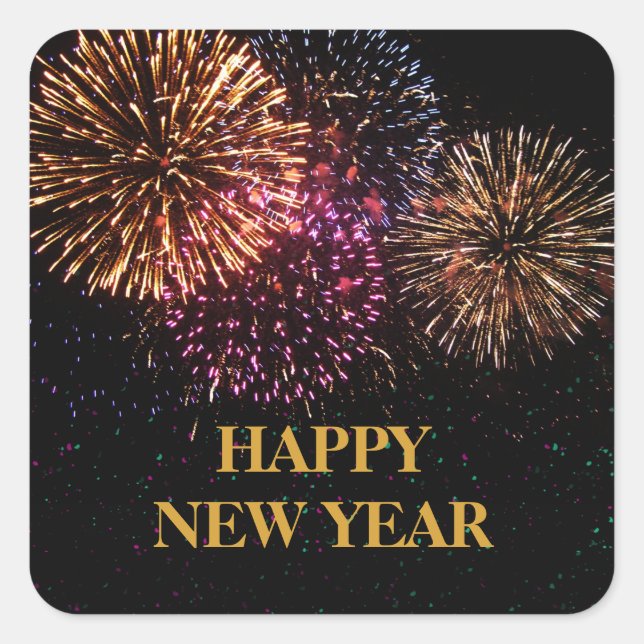 Feuerwerk Silvesteraufkleber Quadratischer Aufkleber (Vorderseite)