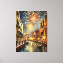 Feuerwerk über Venedig Leinwand-Wandkunst Leinwanddruck