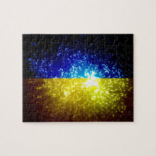Feuerwerk; ukrainische Flagge Puzzle