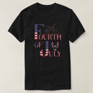 Feuerwerk und Weißkopfseeadler zum vierten Juli T-Shirt