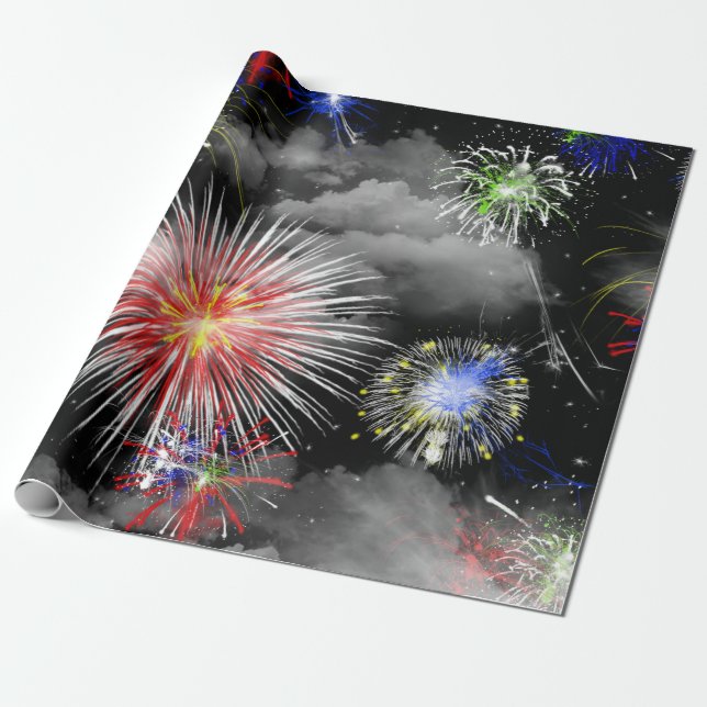 Feuerwerk und Wolkenfeier Geschenkpapier (Ungerollt)