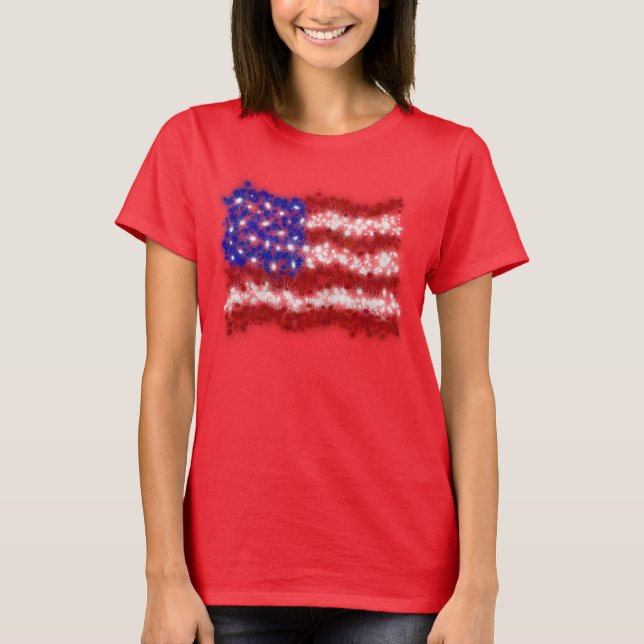 Feuerwerk-US Flagge-amerikanische Flagge T-Shirt (Vorderseite)