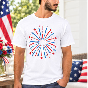 Feuerwerk USA 4. Juli Patriotisches Rot, Weiß  T-Shirt