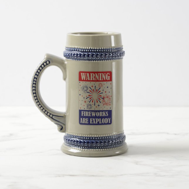Feuerwerk-Warnschild Bierglas (Links)