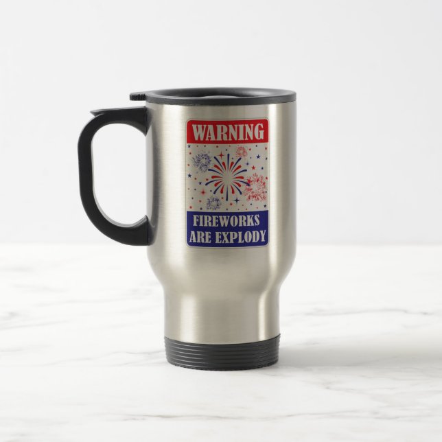 Feuerwerk-Warnschild Reisebecher (Links)