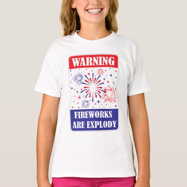 Feuerwerk-Warnschild T-Shirt (Vorderseite)