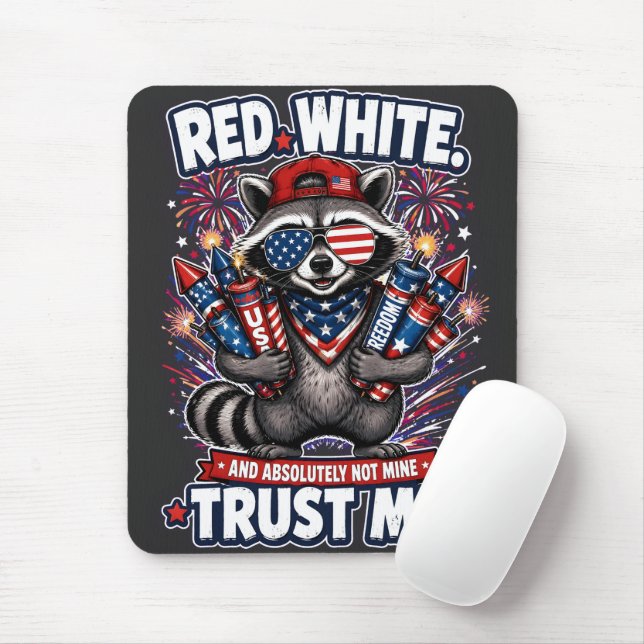 Feuerwerk-Waschbär 4. Juli-Mauspad Mousepad (Mit Mouse)