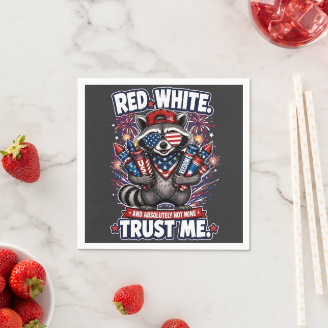 Feuerwerk-Waschbär 4. Juli-Serviette Serviette (Beispiel)
