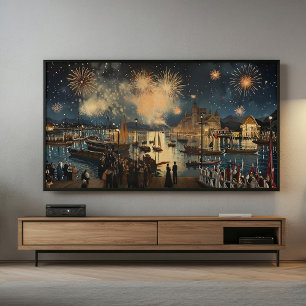 Feuerwerk-Wasserfront-Druck Samsung Frame TV Kun Poster