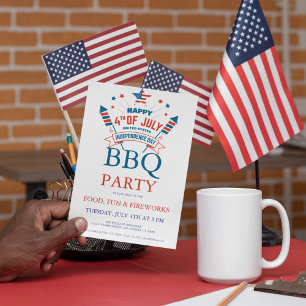 Feuerwerk zum 4. Juli BBQ-Party-Einladung Einladung