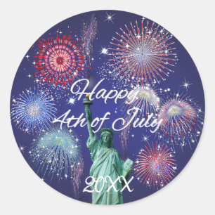 Feuerwerk zum Unabhängigkeitstag Runder Aufkleber