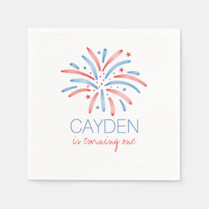 Feuerwerk zum vierten Juli Geburtstag Serviette