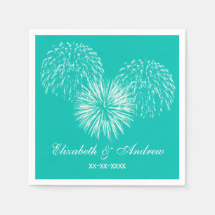 Feuerwerke, aquamariner Hintergrund, Serviette