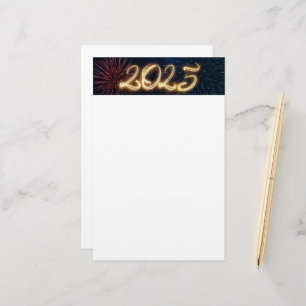 Feuerwerke funkeln glücklich Neues Jahr 2025 Briefpapier
