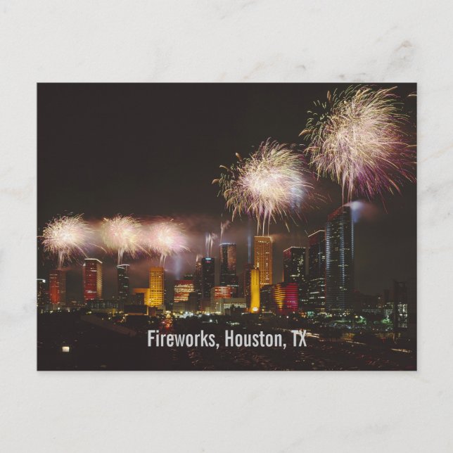 Feuerwerke, Houston, Texas Postkarte (Vorderseite)
