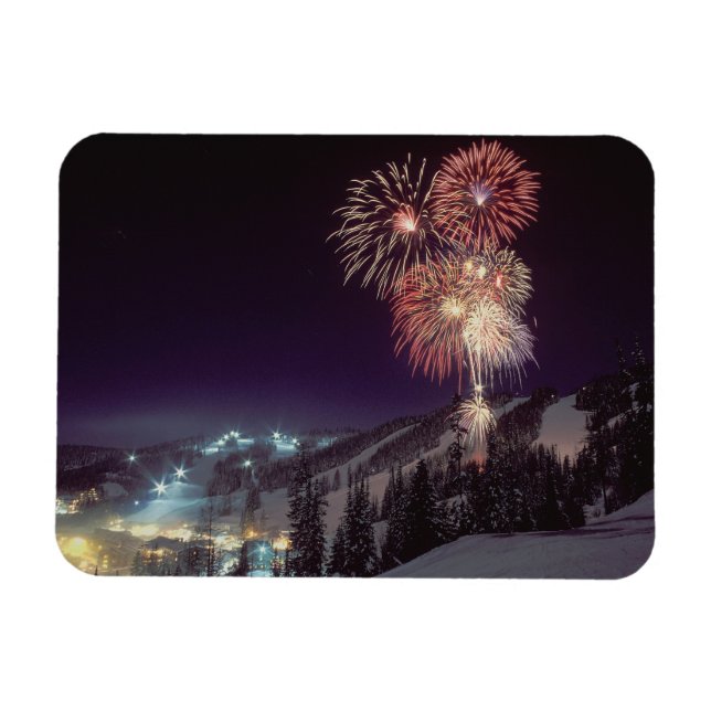 Feuerwerke im Big Mountain Resort in Whitefish, Magnet (Horizontal)