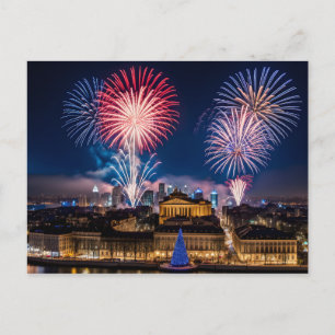 Feuerwerke in der Nachtstadt Postkarte