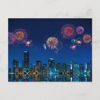 Feuerwerke in Miami - Postkarte