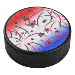 Feuerwerke in Red White Blue Eishockey Puck