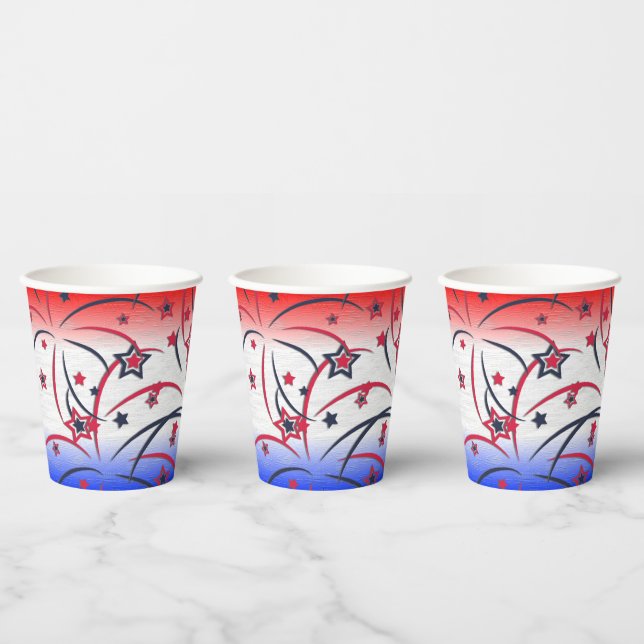 Feuerwerke in Red White Blue Pappbecher (Multi)