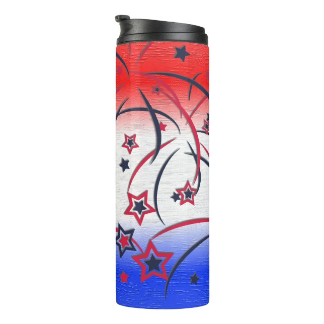 Feuerwerke in Red White Blue Thermosbecher (Nach rechts gedreht)