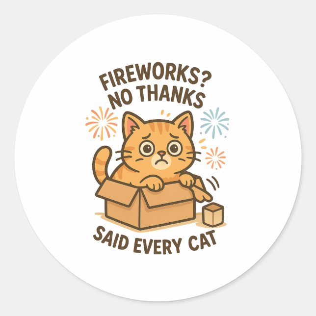 Feuerwerke? Nein danke, Funny Scaredy Cat Sticker (Vorderseite)