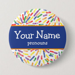 Feuerwerke Regenbogen Flag Pronouns Nametag Button
