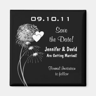Feuerwerke u. Herz-Save the Date Magnet