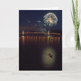 Feuerwerke über dem Hudson River Feiertagskarte