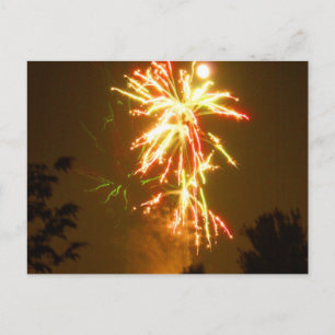 Feuerwerke unter Vollmond Postkarte
