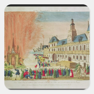 Feuerwerke vor dem Hotel de Ville in Paris Quadratischer Aufkleber