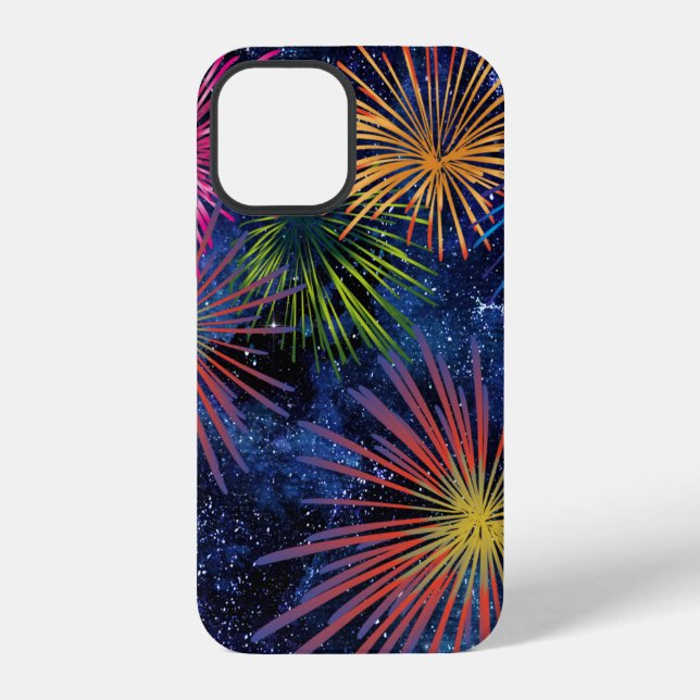 Feuerwerksdesign vor dunklem Himmelshintergrund iPhone Hülle (Rückseite)