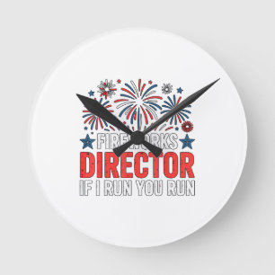 Feuerwerksdirektor des 4. Juli Wenn ich renne, ren Runde Wanduhr