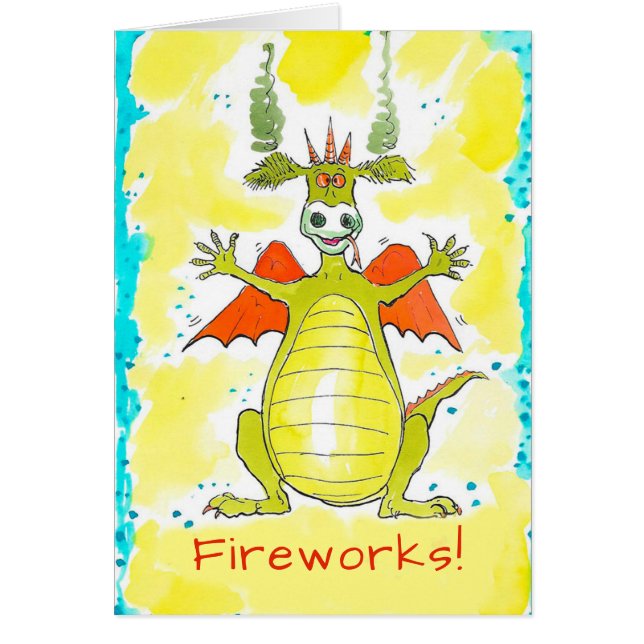 Feuerwerksdrache Geburtstagskarte (Vorne)