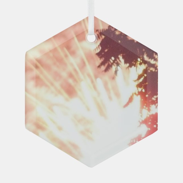 Feuerwerkskörper 12 Hexagon-Ornament aus Glas Ornament Aus Glas (Vorderseite)