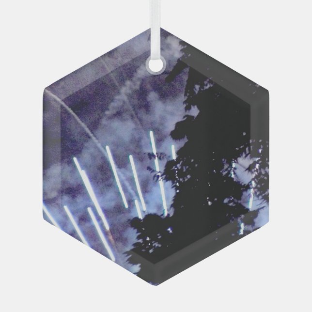 Feuerwerkskörper 1 Glashexagon Ornament Aus Glas (Vorderseite)
