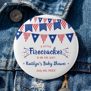 Feuerwerkskörper auf dem Weg! 4. Juli Babyshower Button