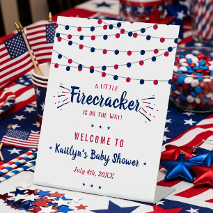 Feuerwerkskörper auf dem Weg! 4. Juli Babyshower Sockelschild