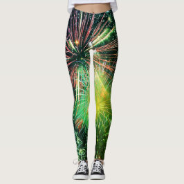 Feuerwerkskörper in grünen Finale-Leggings Leggings