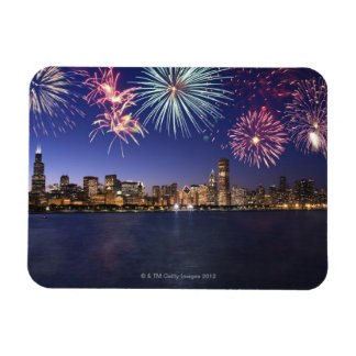 Feuerwerkskörper über der Skyline von Chicago 2 Magnet