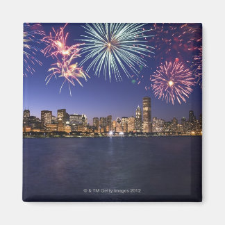 Feuerwerkskörper über der Skyline von Chicago 2 Magnet