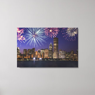 Feuerwerkskörper über der Skyline von Chicago Leinwanddruck